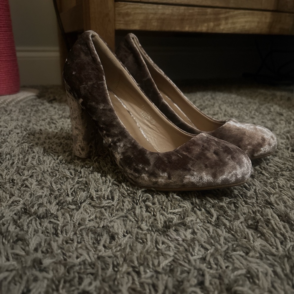 velvet brown heels